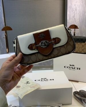 COACH SILING BAG (WHITE & BROWN) WITH OG FOLDING BOX