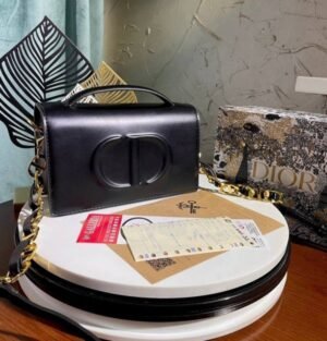 CHRISTIAN DIOR CLANE CROSSBODY SIGNATURE CANVAS BAG ( FULL BLACK) WITH BOX DUST COVER