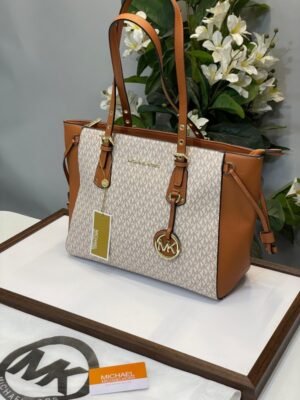 MICHAEL KORS TOTE BAG WITH DUST BAG (BIEGE-BROWN)