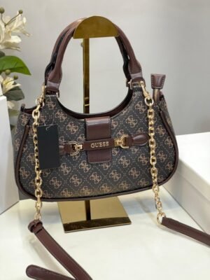 GUESS NOLANA LOGO HANDBAG WITH OG BOX (BROWN)