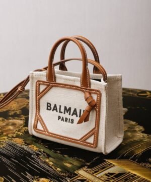 BALMAIN MINI B-ARMY SHOPPER BAG IN CANVAS BAG WITH DUST COVER