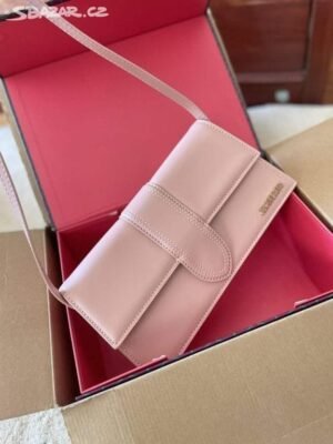 JACQUEMUS LEATHER LE BAMBINO LONG PINK WITH SLING STRAP OG BOX & DUST BAG (6828-1 PINK)