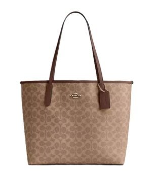 COACH SIGNATURE CITY TOTE BAG (BROWN)
