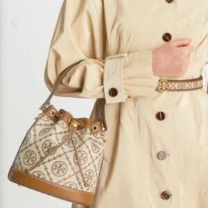 TORY_ T MONOGRAM JACQUARD BUCKET BAG WITH BOX